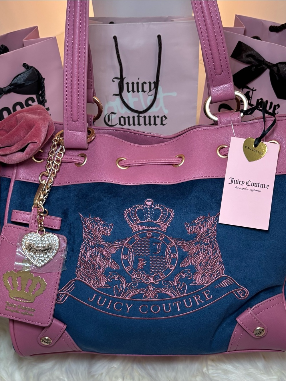 Juicy couture pink & blue day dreamer bag